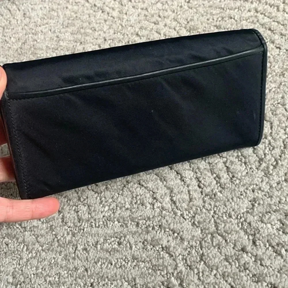 Kate Spade black nylon and leather wallet